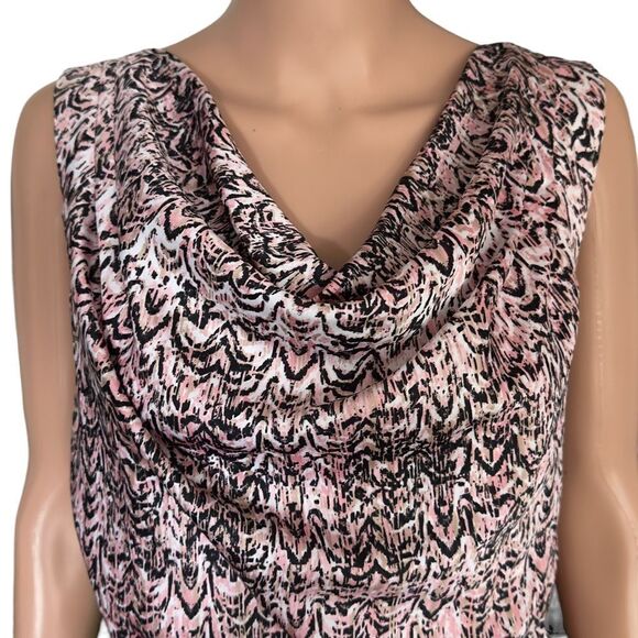 Dana Buchman Abstract Print Draped Sleeveless Dress Medium - Picture 4 of 16